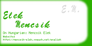 elek mencsik business card